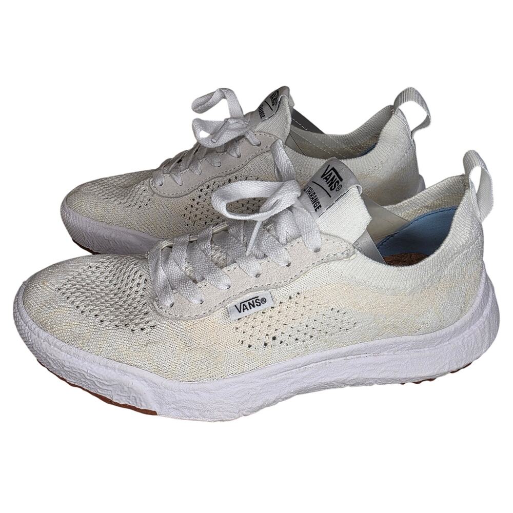 Vans UltraRange White Knit Sneakers Men's 5 Women's 6.5 Lace Up Athletic Shoes